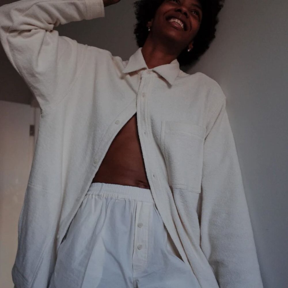 Maison des reves NY Oversized Button Up Shirt in Brushed Organic Cotton Terry - Picture 9 of 14